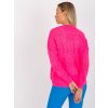 Neónovo ružový háčkovaný sveter na gombíky