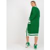 Zelený dlhý kardigan lemovaný pruhmi