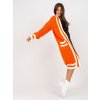Oranžový dlhý kardigan lemovaný pruhmi