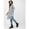 Sivý kardigán s lemovaním a vreckami