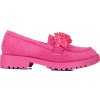 Ružové semišové mokasíny s kryštálmi