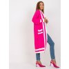 Ružový dlhý kardigan lemovaný pruhmi