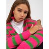 Ružovo-zelený pruhovaný voľný sveter