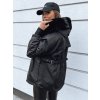 Čierna krátka parka s kožušinou TURTI