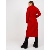 Dlhší červený kabát Merve s teddy efektom