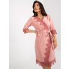 Ružové koktailové šaty lemované čipkou