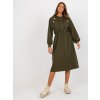 Khaki dlhšie mikinové šaty s kapucňou