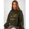 Khaki dámska mikina so zlatým nápisom