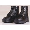 Čierne dievčenské členkové topánky s trblietkami