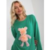 Zelená blúzka s trblietavou aplikáciou medvedíka