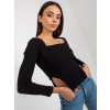 Čierny crop top s cípmi a dlhými rukávmi