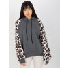 Tmavosivá mikina s leopardími rukávmi