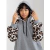 Svetlosivá mikina s leopardími rukávmi