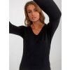 Čierny dámsky sveter s výstrihom