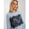 Svetlomodrá blúzka s čipkou (Veľkosť 40)