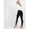 Legíny so vzorovaným pruhom - čierna (Veľkosť XL)