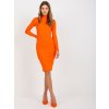 Neónovo-oranžové priliehavé šaty s rolákom (Veľkosť S/M)