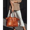 Hnedá kožená priestranná shopper kabelka MARCO MAZZINI (Veľkosť ONE SIZE)
