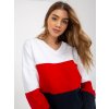 Trojfarebná dámska mikina - biela/červená/modrá