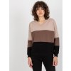 Trojfarebná dámska mikina - béžová/hnedá/čierna