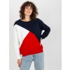 Colorblock mikina - biela/modrá/červená