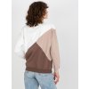 Colorblock mikina - biela/béžová/hnedá