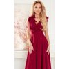 Dlhé bordové šaty s výstrihom ELENA