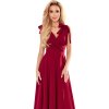 Dlhé bordové šaty s výstrihom ELENA