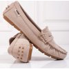 Semišové béžové dámske mokasíny