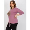 Ružové tričko s guľatou lesklou aplikáciou