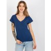 Tmavomodré dámske tričko s výstrihom