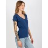 Tmavomodré dámske tričko s výstrihom