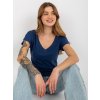 Tmavomodré dámske tričko s výstrihom