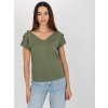 Khaki dámske tričko s výstrihom
