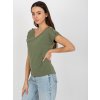 Khaki dámske tričko s výstrihom