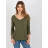 Khaki basic tričko s 3/4 rukávom