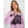Lila blúzka s čipkou a viazaním