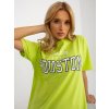 Limetkové voľné tričko s nápisom