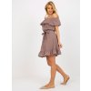 Hnedé voľné minišaty so šnúrkou v páse