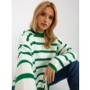 Tmavozelený pruhovaný voľný sveter