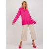 Neonovo-ružový jednofarebný voľný sveter