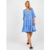 Modré vzorované voľné šaty