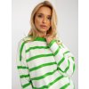 Zelený pruhovaný voľný sveter