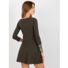 Khaki mini šaty s 3/4 rukávmi