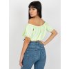 Limetkový crop top so spadnutými rukávmi