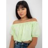 Limetkový crop top so spadnutými rukávmi