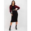 Čierno-červené šaty s pruhovanými rukávmi (Veľkosť S)