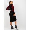 Čierno-červené šaty s pruhovanými rukávmi (Veľkosť S)