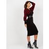 Čierno-červené šaty s pruhovanými rukávmi (Veľkosť S)