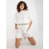 Smotanový dámsky krátky komplet kraťasov a mikiny